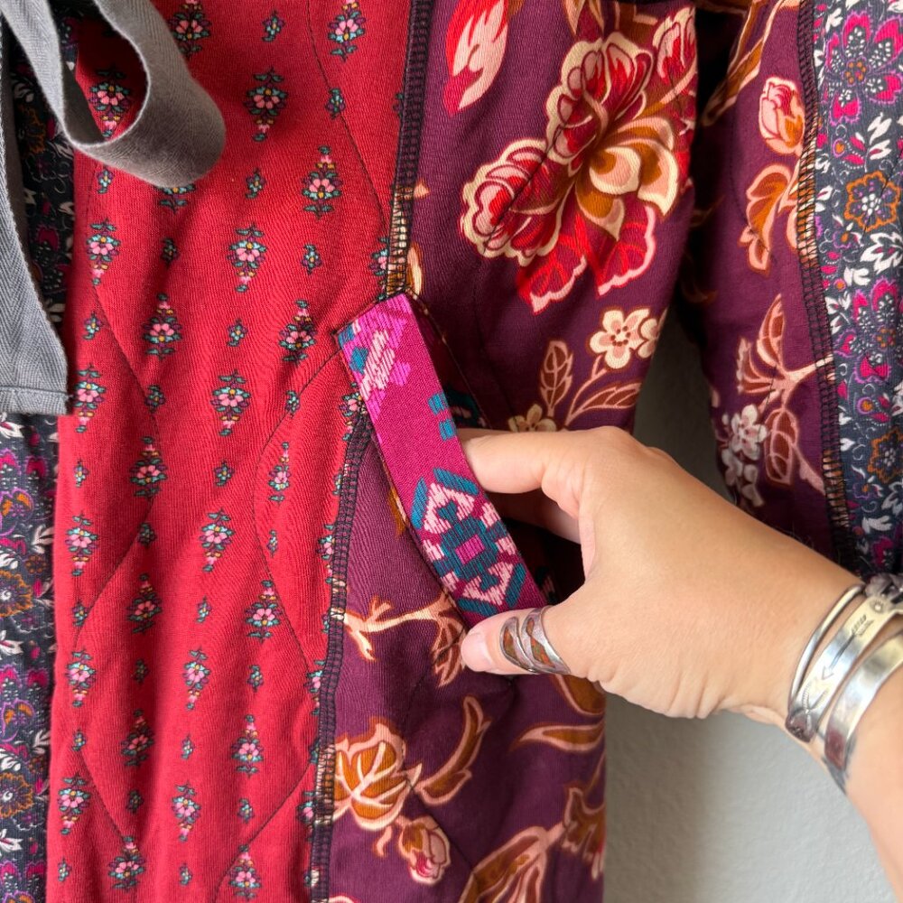 Sundance Linnea Robe Jacket Patchwork Sherpa Line… - image 3